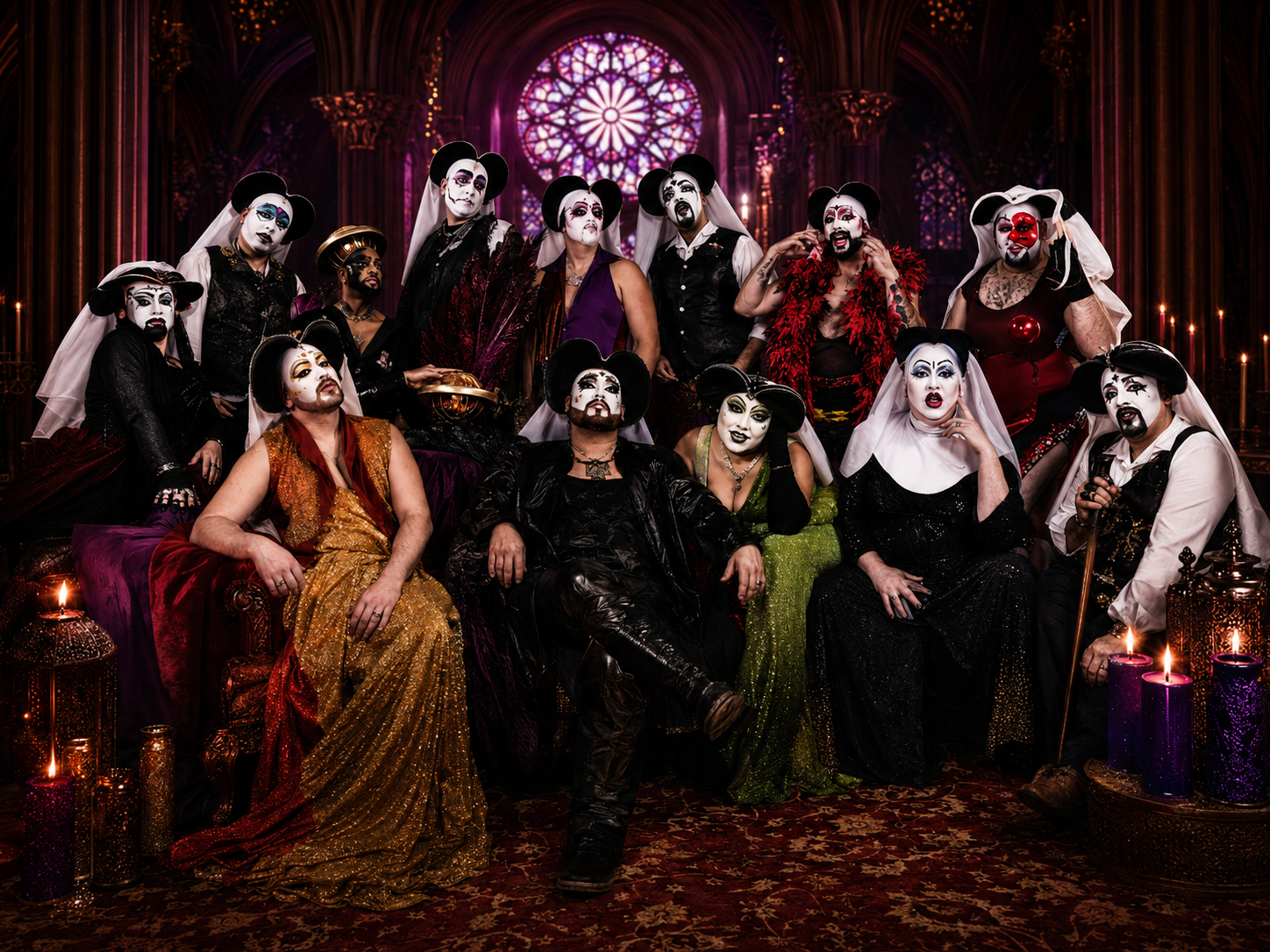 The Orlando Sisters gathered in colorful gothic regalia